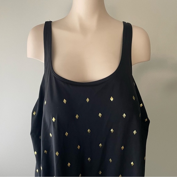 Swimsuits For All Studded Trapeze Swim Dress One Piece Swim Black Plus Size 22 - Picture 4 of 9